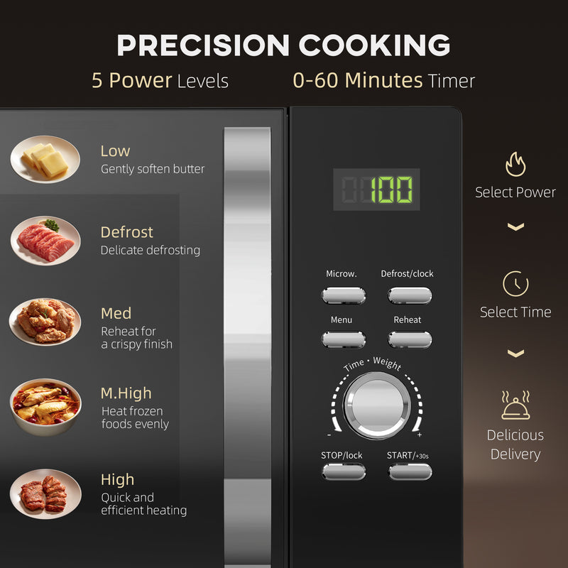 23L 800W Digital Solo Microwave with 5 Power Levels and Auto Cook Menus by HOMCOM