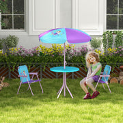 Kids Garden Picnic Table Set with Adjustable Parasol and Foldable Chairs Fairy Design, Pink