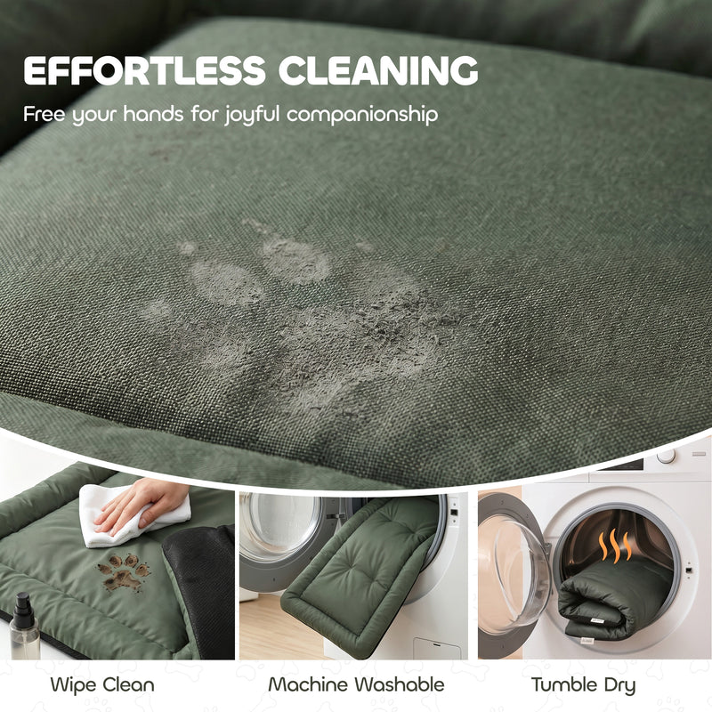 Waterproof Pet Bed Mat for Protecting Car Seats and Floors from Muddy Paws Army Green