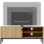 50 Inch TV Stand with Sliding Door Storage Wood Effect by HOMCOM