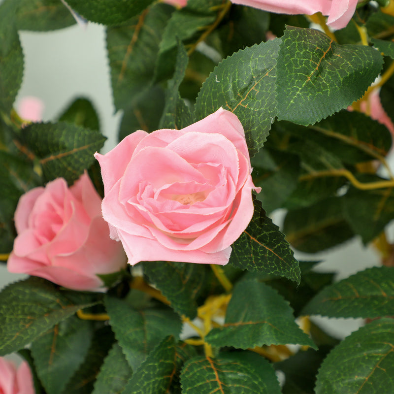 Set of Two Faux Rose Plants in Decorative Pots for Home or Office by HOMCOM