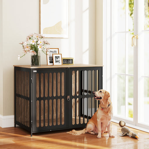 Indoor Dog Crate for Large Dogs with Anti Chew Mesh and Single Door 100cm by PawHut