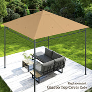 3 x 3 m Garden Gazebo Roof Canopy Replacement With Drainage Holes Top Cover Beige AOSOM