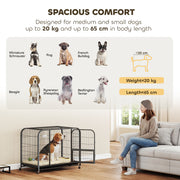 Steel Dog Crate for Small and Medium Dogs with Triple Doors and Removable Tray Black Pawhut