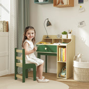 Kids Desk and Chair Set with Storage Shelves and Drawer Green by AIYAPLAY