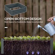 Set of 2 Dark Grey Raised Metal Garden Beds 291L Each For Flowers and Vegetables