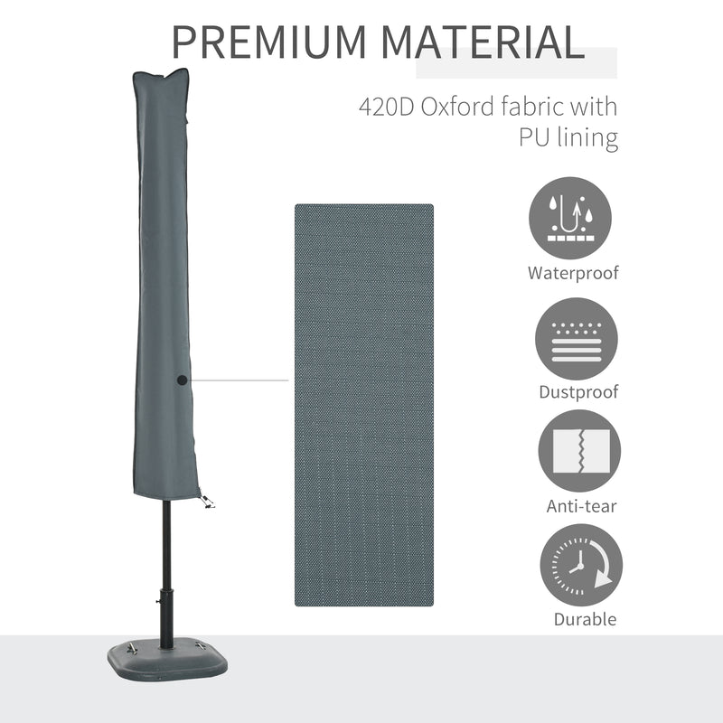 Waterproof Garden Parasol Cover for Year Round Protection Fits Most Outdoor Umbrellas Grey Outsunny