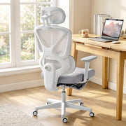 Ergonomic Office Chair with Adjustable Support and Mesh Back for Home Working Grey Homcom