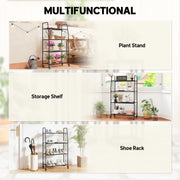 Mobile Plant Stand with 4 Shelves for Indoor or Outdoor Corner Storage Black Outsunny
