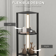 Modern Corner Floor Lamp with Dimmable LED Light for Living Room or Bedroom, Black