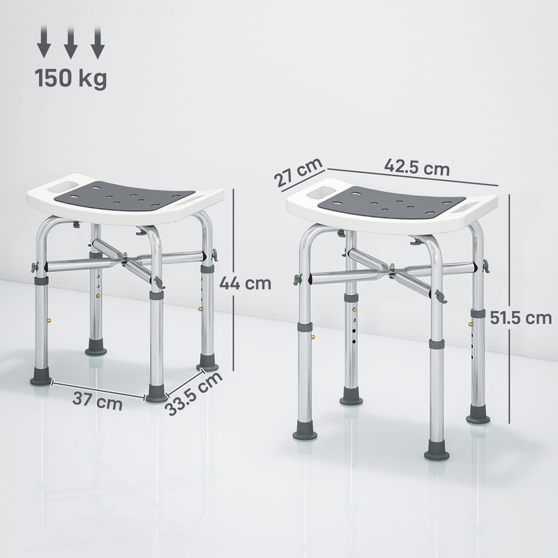 Adjustable Height Shower and Bath Stool with Aluminium Frame for Elderly Support, Grey