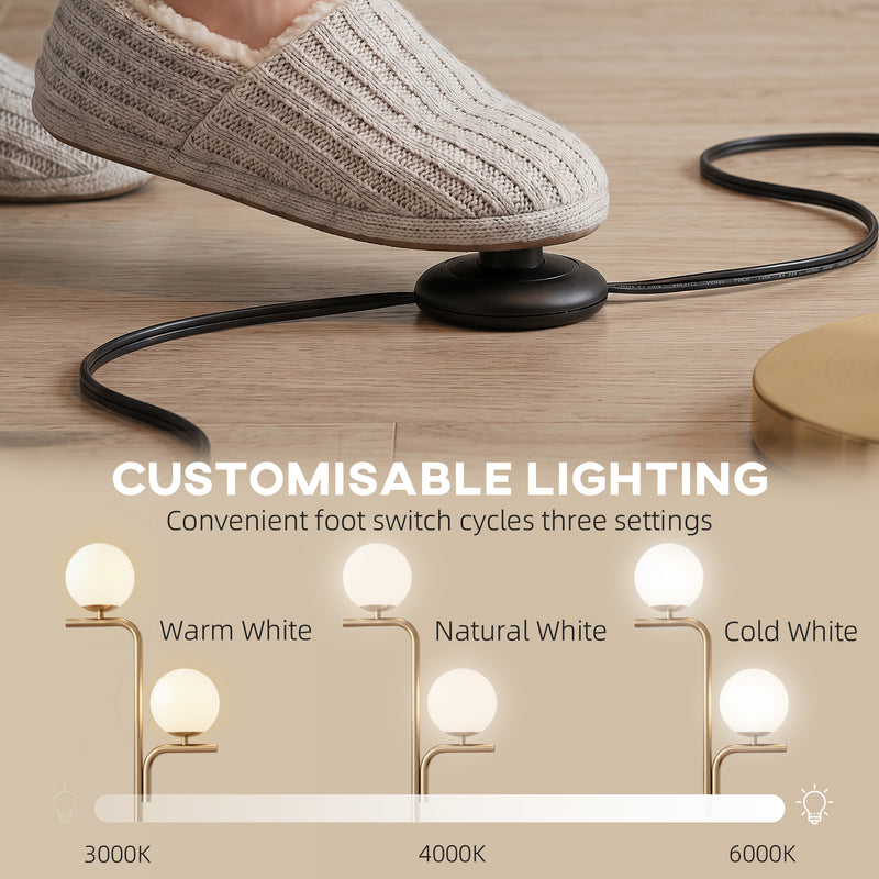 Floor Lamp with Adjustable Light Temperatures and Foot Switch for Living Room or Bedroom
