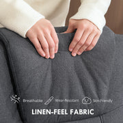 Charcoal Grey Swivel Recliner Chair with Footstool in Linen Fabric