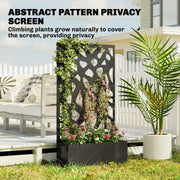 Raised Garden Bed with Trellis for Climbing Plants and Privacy Screen Black Outsunny