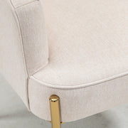 Set of 2 Velvet Accent Armchairs with Gold Legs for Living Room or Bedroom Use White