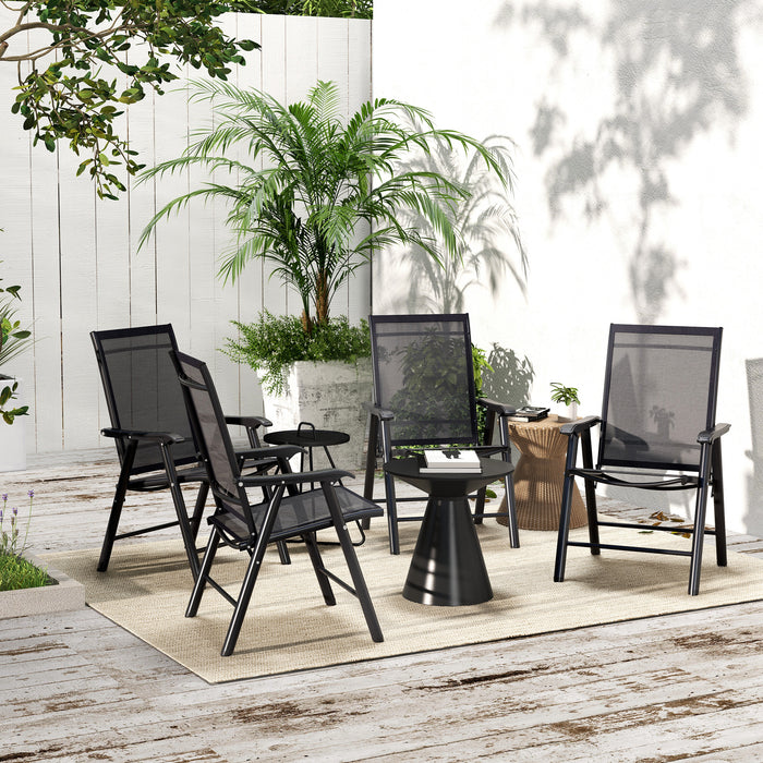 Set of 4 Black Foldable Metal Garden Chairs for Outdoor Dining and Patio by Outsunny