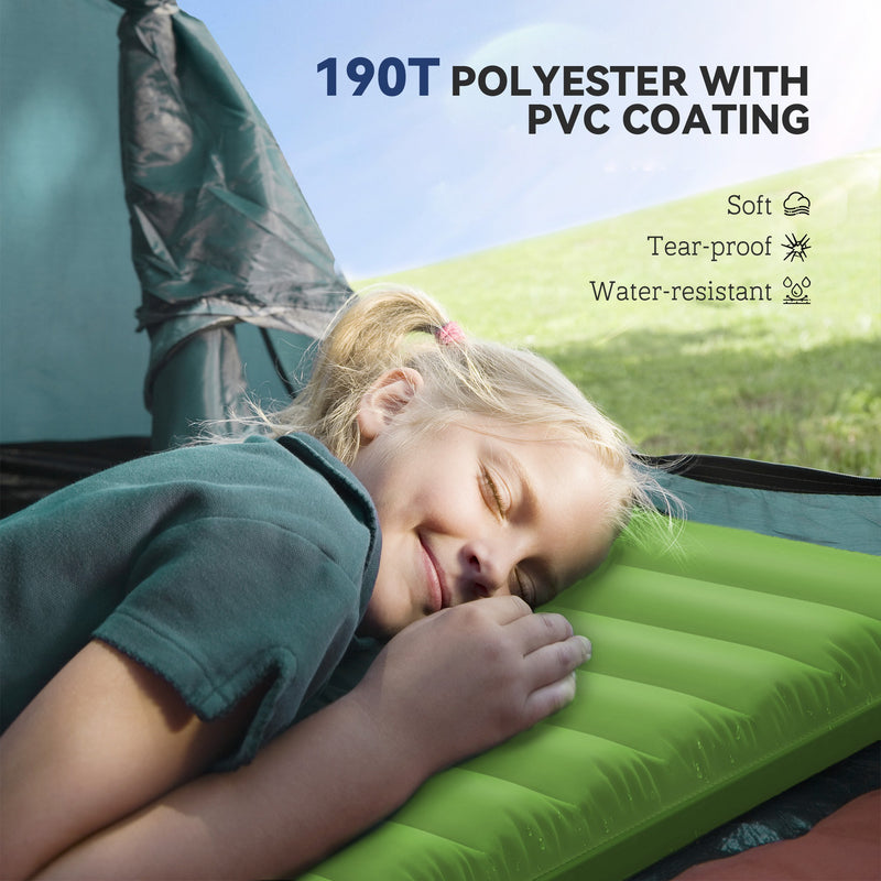 Double Camping Air Mattress With Built In Foot Pump For Comfortable Outdoor Sleep Green
