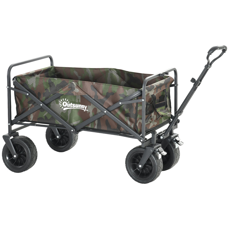 Folding Steel Frame Garden Trolley with 95L Capacity and Handle for Outdoor Use
