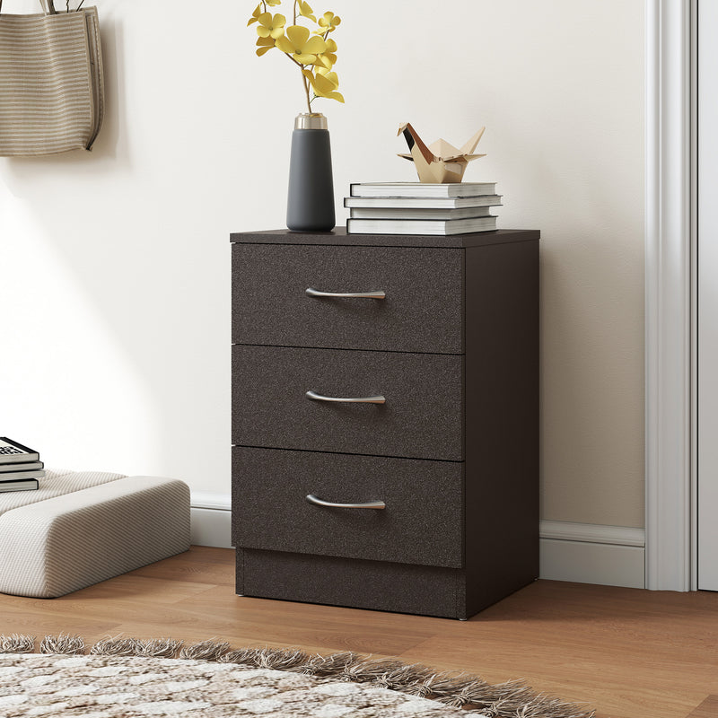Bedside Table with 3 Drawers for Organising Night-Time Essentials Black