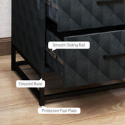 Set of 2 Black Bedside Tables with Drawers and Steel Legs for Bedroom or Living Room by HOMCOM