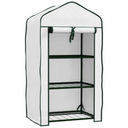 White Three Tier Compact Mini Greenhouse for Plants and Seedlings by Outsunny