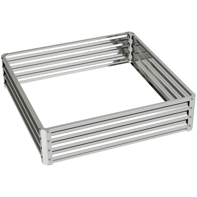 Square Raised Garden Bed Planter Box With Durable Steel Frame For Vegetables Silver