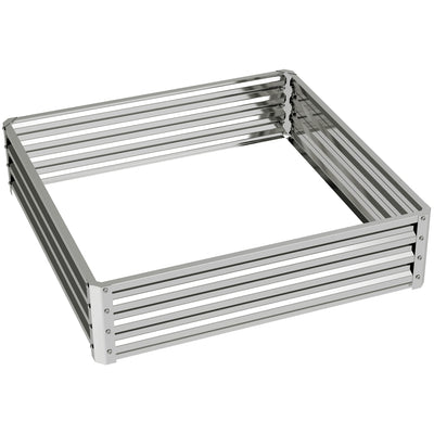 Square Raised Garden Bed Planter Box With Durable Steel Frame For Vegetables Silver AOSOM