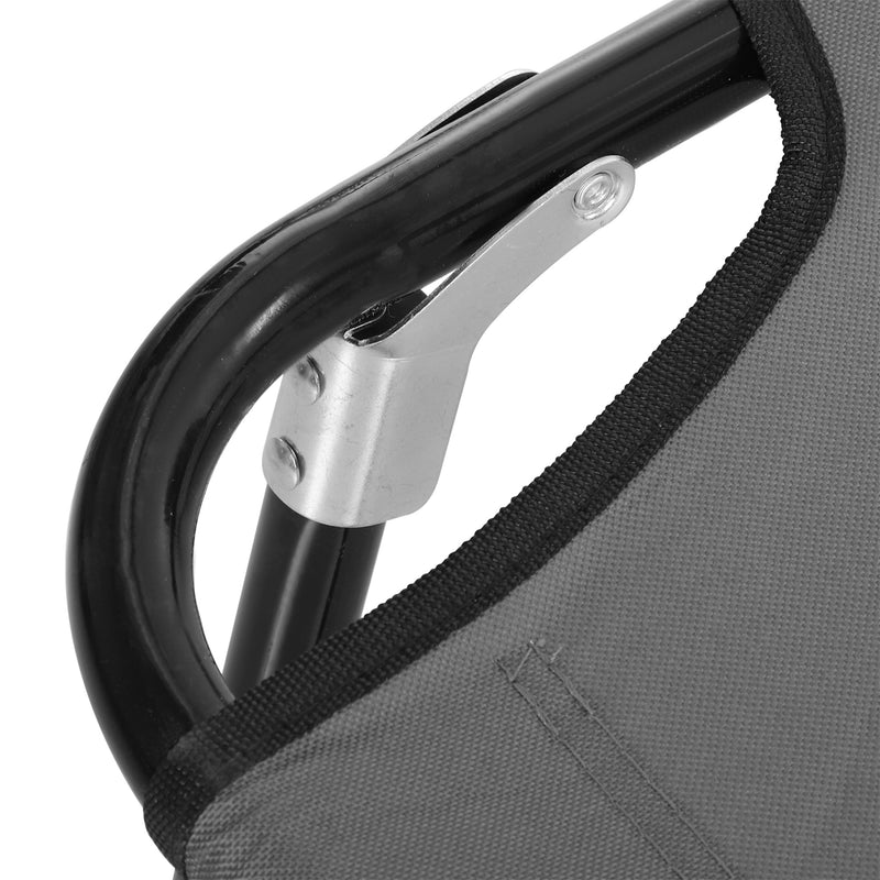 Grey Adjustable Garden Sun Lounger With Five Reclining Positions For Outdoor Relaxation