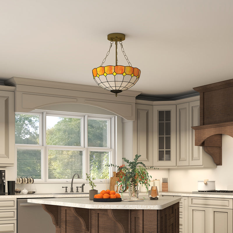 Vintage Ceiling Light with 3 E27 Bulb Holders Ideal for Living Rooms Semi Flush Mount