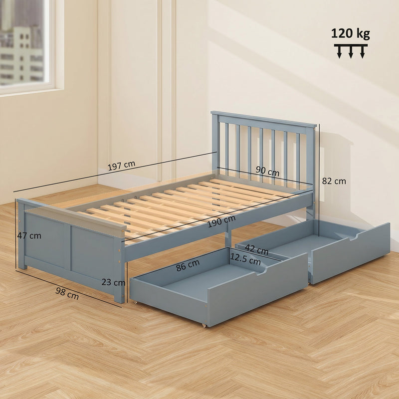 Single Bed Frame with Storage Drawers for Organised Small Bedrooms