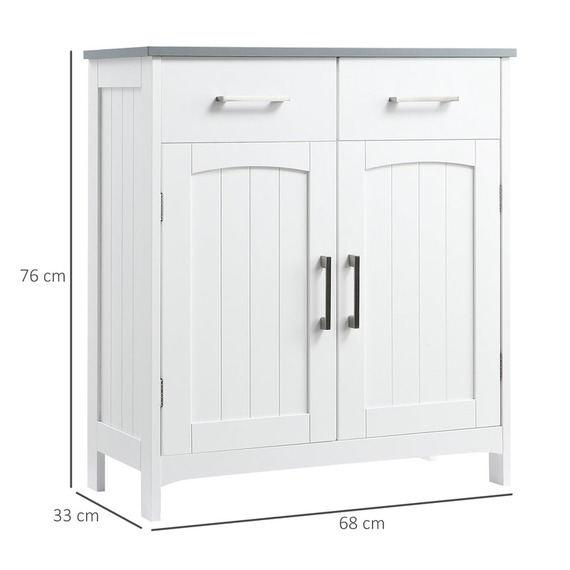 Freestanding Bathroom Storage Cabinet with Adjustable Shelf and Drawers White