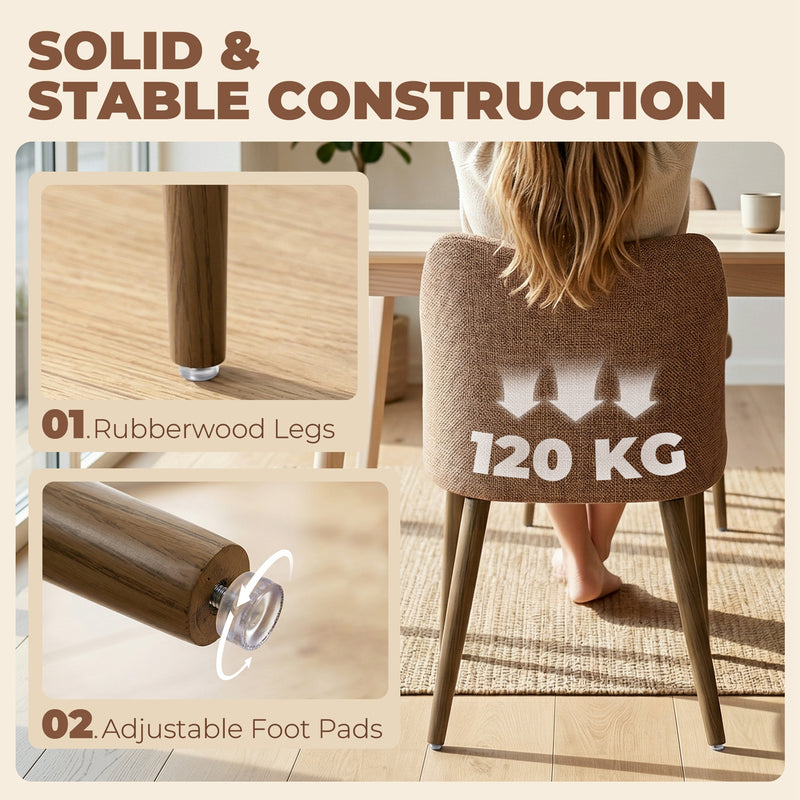 Dining Chairs with Padded Seat and Curved Backrest for Comfortable Family Meals Brown AOSOM