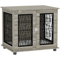 Indoor Dog Crate End Table with Soft Cushion and Lockable Door for Medium Dogs Black
