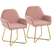 Set of 2 Upholstered Armchairs with Metal Legs Ideal for Living Room Seating Pink