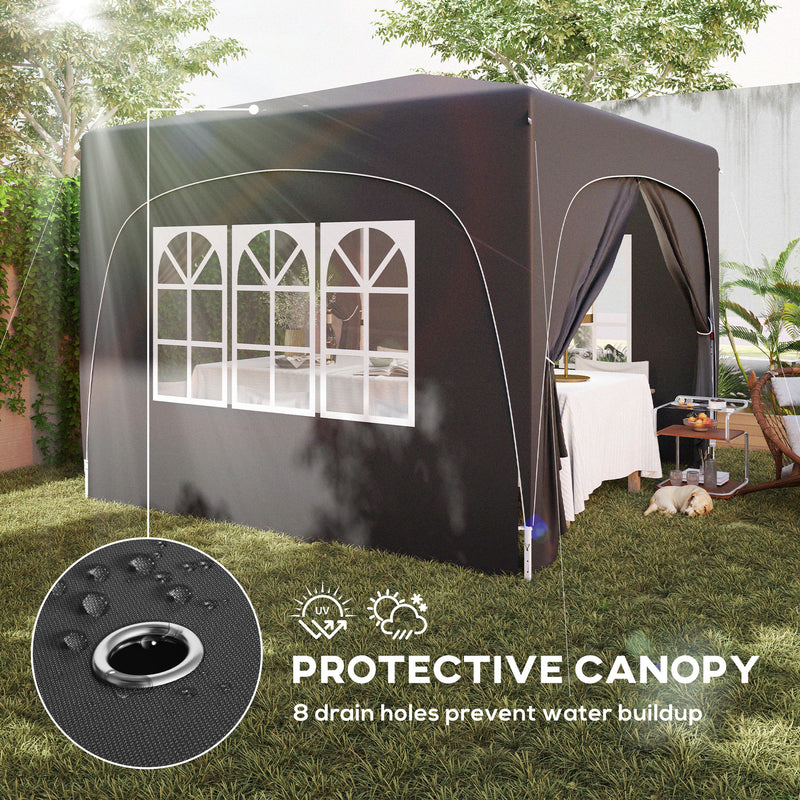 Black 3 x 3m Pop Up Gazebo Shelter with Accessories for Outdoor Events by Outsunny