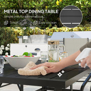 Khaki 7 Seater Steel Outdoor Dining Set With Parasol Hole by Outsunny