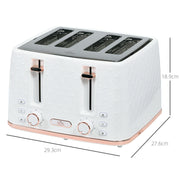 White Four Slice Honeycomb Toaster With Adjustable Browning Control by HOMCOM