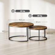 Set of Two Nesting Side Tables With Wood Effect For Living Room Or Bedroom, Rustic Brown