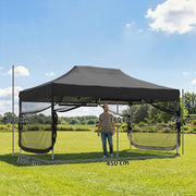 Pop Up Gazebo with Mesh Sides for Quick Garden Shelter and Sun Protection Black Outsunny
