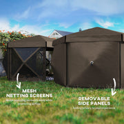 Brown 3m Hexagon Pop Up Gazebo with 5 Sides Waterproof UV Resistant by Outsunny