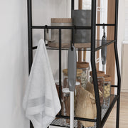 Five Tier Steel Kitchen Storage Shelf Unit With Sturdy Frame For Home Organisation Black