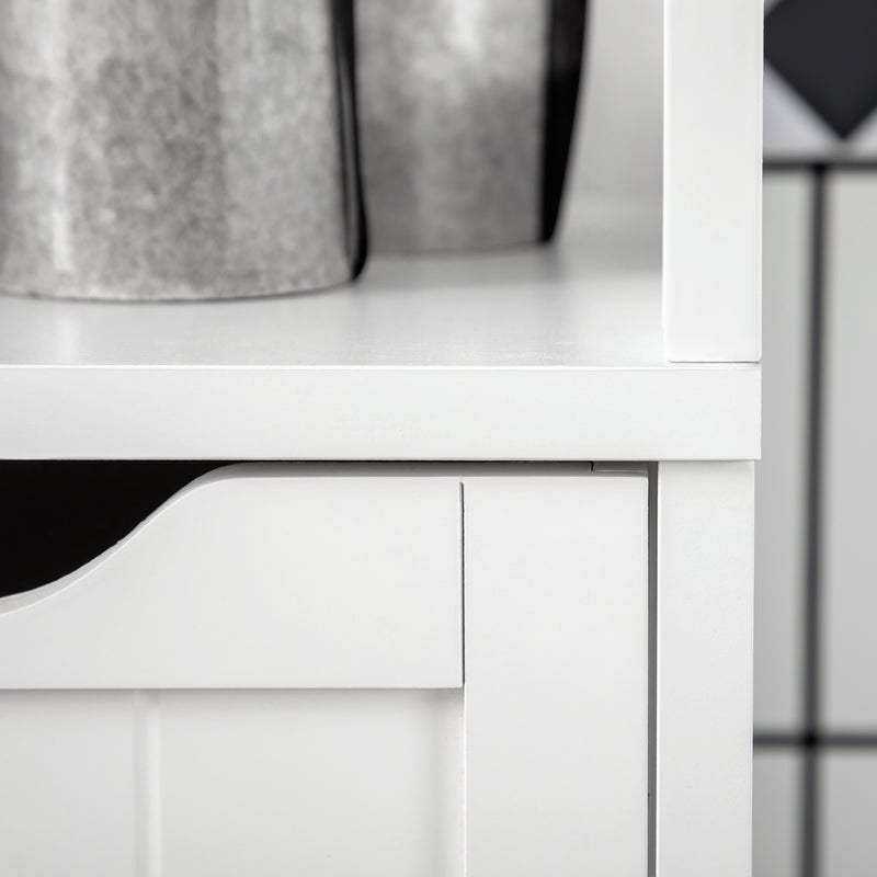 Tall Slim Bathroom Cabinet with Shelves and Drawers for Small Spaces White Homcom