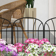 Set of 8 Metal Garden Fence Panels Decorative Picket Style for Outdoor Borders Black AOSOM