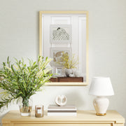 Rectangular Wall Mirror for Brightening and Enlarging Rooms Natural Wood Finish AOSOM