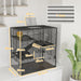 4 Tier Hamster Cage with Deep Glass Base Hut Wheel Food Dish and Water Bottle by PawHut