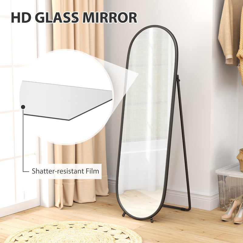 Black Two-Way Curved Full Length Mirror for Home or Dressing Room by HOMCOM