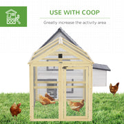 Large Wooden Chicken Coop With Expandable Run For Outdoor Poultry Care, Natural Wood