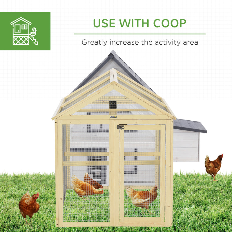 Large Wooden Chicken Coop With Expandable Run For Outdoor Poultry Care, Natural Wood