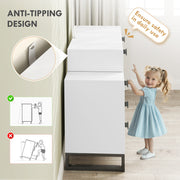 White LED Lighted Dressing Table with Mirror and 5 Drawers Modern Vanity Desk by HOMCOM