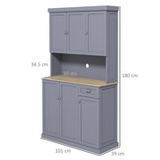 Tall Freestanding Kitchen Cabinet With Drawer and Open Countertop For Storage, Grey